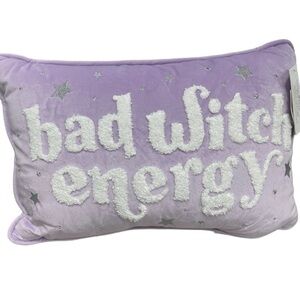 Isaac Mizrahi Halloween Bad Witch Energy Pastel Purple 💜Throw Pillow 12x18 NWT